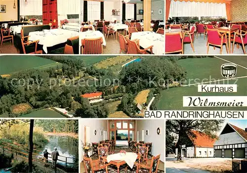 AK / Ansichtskarte Bad_Randringhausen Kurhaus Wilmsmeier Restaurant Moor  und Schwefelbad Waldpartie Teich Bad_Randringhausen
