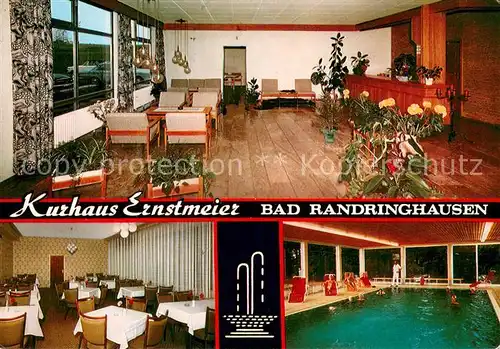 AK / Ansichtskarte Bad_Randringhausen Kurhaus Ernstmeier Aufenthaltsraum Restaurant Hallenbad Schwefelbad Moorbad Bad_Randringhausen