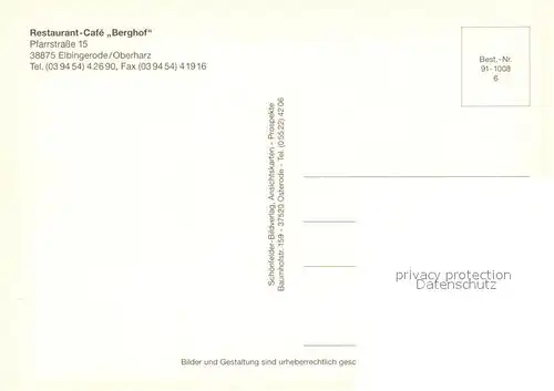 AK / Ansichtskarte Elbingerode_Harz Restaurant Cafe Berghof Elbingerode Harz