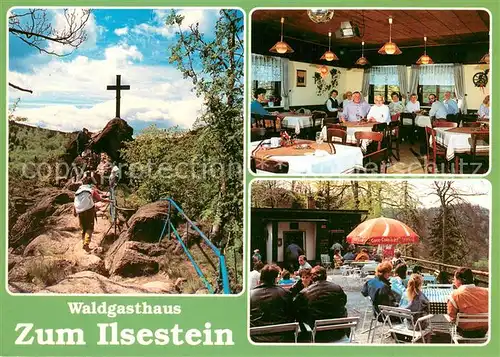 AK / Ansichtskarte Ilsenburg_Harz Waldgasthaus zum Ilsestein Restaurant Terrasse Gedenkkreuz Ilsenburg Harz