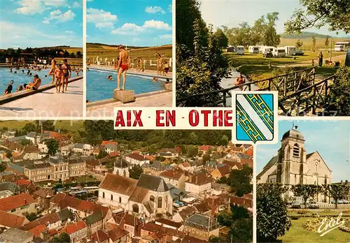 AK / Ansichtskarte Aix en Othe Deux aspects de la piscine Le camping et la Nosle Vue aerienne L eglise Aix en Othe