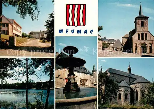 AK / Ansichtskarte Meymac Ecole Forestiere LEglise Etang de Merlancon Fontaine monumentale Meymac