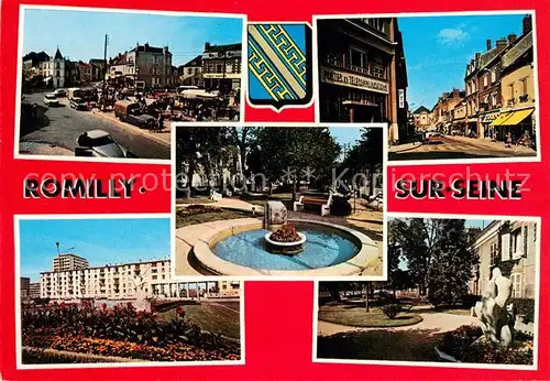 AK / Ansichtskarte Romilly sur Seine Place des Martyres La poste et la rue de la Baoule dOr Square des Cites Unies Romilly sur Seine