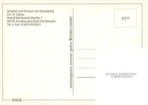 AK / Ansichtskarte Sundhausen_Nordhausen Gasthaus Pension am Kesselberg Sundhausen Nordhausen