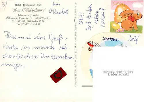 AK / Ansichtskarte Wandlitz Hotel Restaurant zur Waldsch?nke Wandlitz