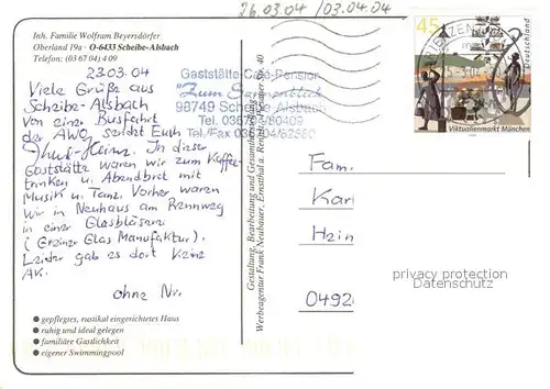 AK / Ansichtskarte Scheibe Alsbach Pension zum Sonnenblick Scheibe Alsbach