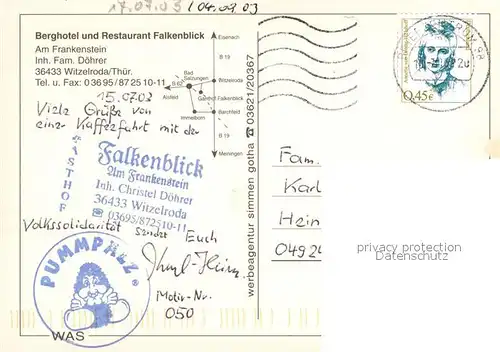AK / Ansichtskarte Witzelroda Berghotel Restaurant Falkenblick 