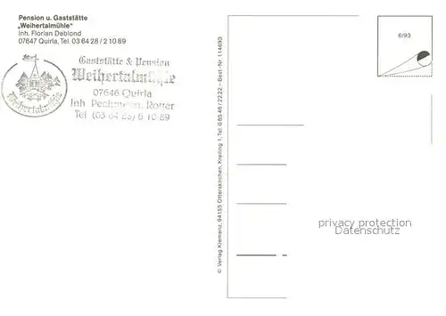 AK / Ansichtskarte Quirla Pension Restaurant Weihertalm?hle Quirla