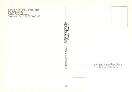 AK / Ansichtskarte Schmalkalden Hotel J?gerklause Schmalkalden