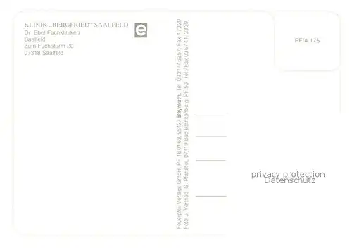 AK / Ansichtskarte Saalfeld_Saale Klinik Bergfried Saalfeld Saalfeld_Saale