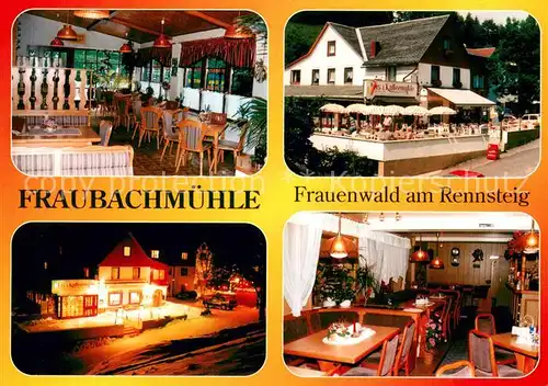AK / Ansichtskarte Frauenwald_Thueringen Waldpension Eiscafe Fraubachmuehle Gaststube Terrasse Nachtaufnahme Frauenwald Thueringen