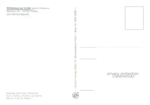 AK / Ansichtskarte Prieros Wirtshaus zur Linde am Gemeindepark Gaststube Terrasse Partie am Wasser Prieros