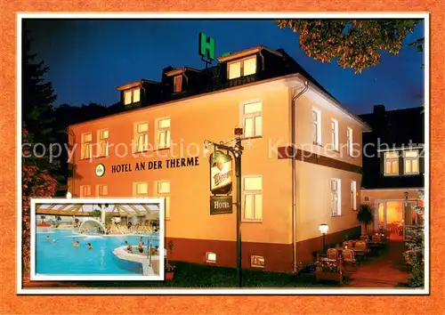 AK / Ansichtskarte Bad_Wilsnack Hotel an der Therme Nachtaufnahme Thermalbad Bad_Wilsnack
