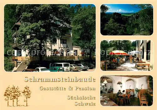 AK / Ansichtskarte Bad_Schandau Schrammsteinbaude Gaststaette Pension Landschaftspanorama Bad_Schandau