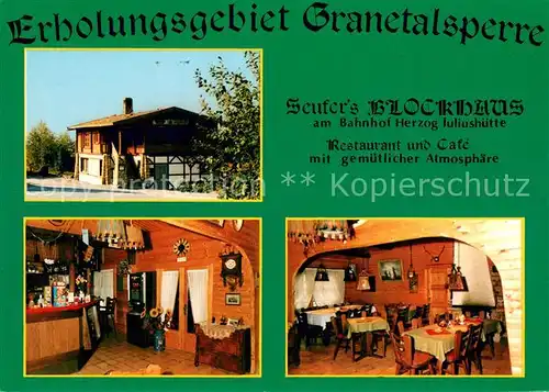 AK / Ansichtskarte Astfeld_Langelsheim Seufer s Blockhaus Restaurant Cafe Erholungsgebiet Granetalsperre Astfeld_Langelsheim