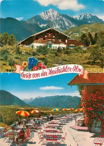 AK / Ansichtskarte Piding Berggaststaette Neubichleralm am Hoegl Alpenpanorama Piding