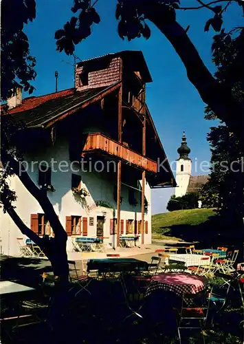 AK / Ansichtskarte Piding Gasthaus St. Johannishoegl mit Kirche auf dem Hoegl Piding