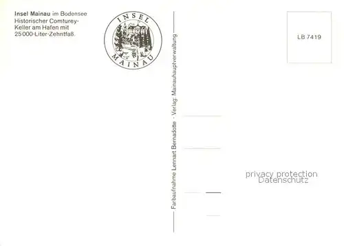 AK / Ansichtskarte Insel_Mainau Historischer Comturey Keller am Hafen mit 25000 Liter Zehntfass Insel Mainau
