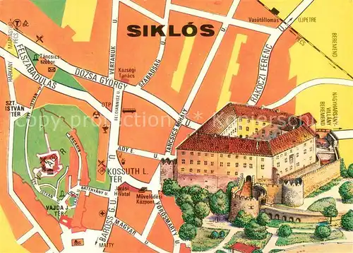 AK / Ansichtskarte Siklos Burg Baudenkmal aus dem 13. Jhdt. Stadtplan Siklos