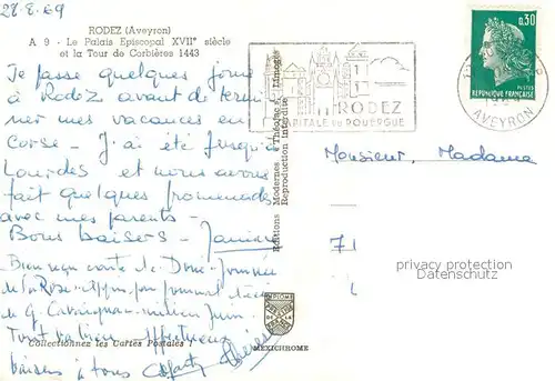 AK / Ansichtskarte Rodez Le Palais Episcopalet la Tour de Corbieres Rodez
