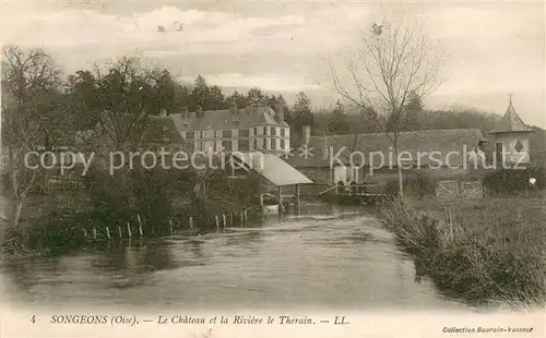 AK / Ansichtskarte Songeons Le Chateau et la Riviere le Therain Songeons