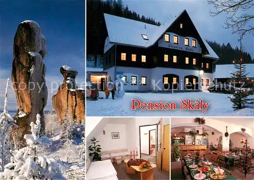 AK / Ansichtskarte Teplice_Metuji Pension Skaly Winterpanorama Felsen Teplice Metuji