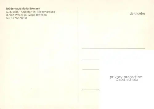AK / Ansichtskarte Weilheim_Waldshut Bruederhaus Maria Bronnen Weilheim Waldshut