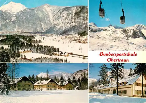 AK / Ansichtskarte Obertraun Bundessportschule Dachstein Seilbahn Unterkunftshaeuser Winterpanorama Alpen Obertraun