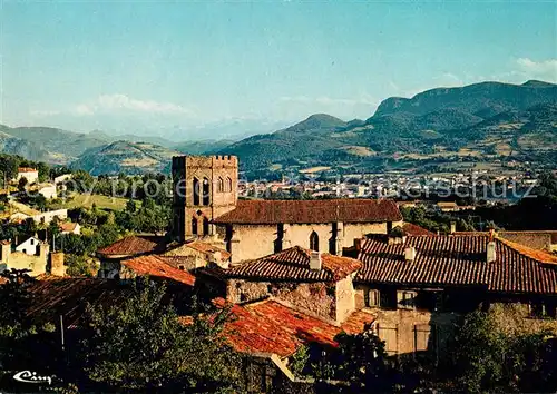 AK / Ansichtskarte Saint Lizier Eglise romane et St Girons au pied des Pyrenees Ariegeoises Saint Lizier