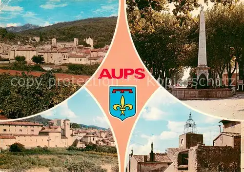 AK / Ansichtskarte Aups Vue generale Fontaine du Cours Le Vieux Clocher Aups