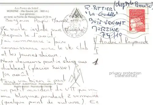 AK / Ansichtskarte Morzine Vue generale en fond la Pointe de Ressachaux Morzine