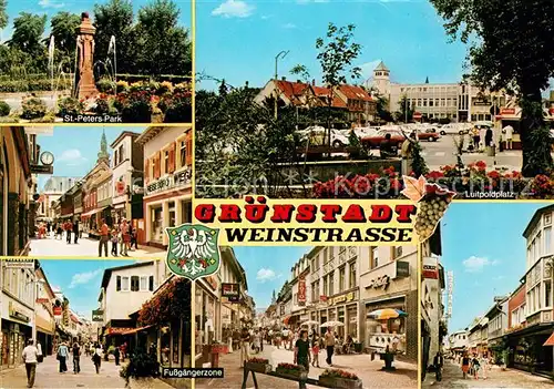 AK / Ansichtskarte Gruenstadt St Peters Park Fussgaengerzone Luitpoldplatz  Gruenstadt