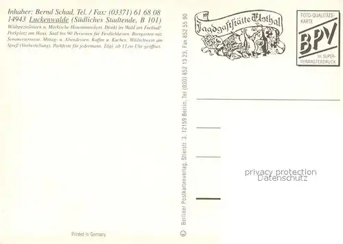 AK / Ansichtskarte Luckenwalde Jagdgastst?tte Elsthal Luckenwalde