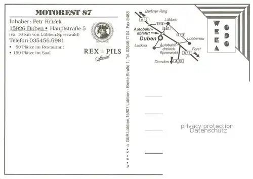 AK / Ansichtskarte Duben Motorest 87 Duben