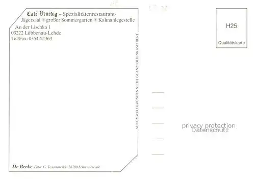 AK / Ansichtskarte Lehde Caf? Venedig Lehde