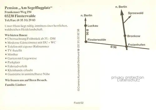 AK / Ansichtskarte Finsterwalde Pension Am Segelflugplatz Finsterwalde