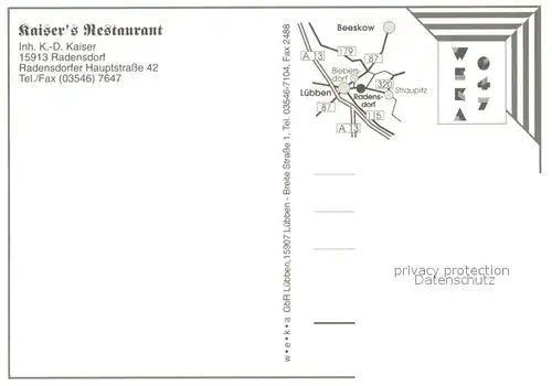AK / Ansichtskarte Radensdorf_Spreewald Kaisers Restaurant Radensdorf Spreewald