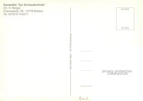 AK / Ansichtskarte Brielow Restaurant zur Schwedenlinde Brielow