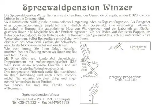 AK / Ansichtskarte Straupitz Spreewaldpension Winzer Straupitz
