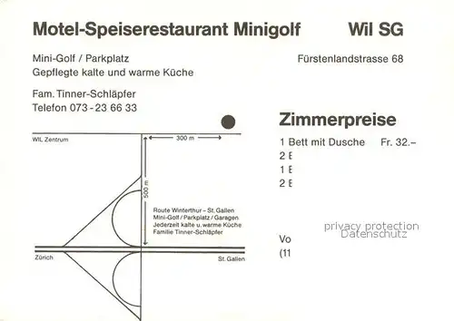 AK / Ansichtskarte Wil_SG Motel Restaurant Minigolf Speisesaal Wil_SG