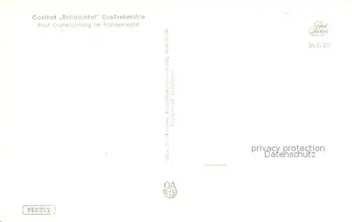 AK / Ansichtskarte Grafengehaig Gasthaus Rehbachtal Gro?rehm?hle Grafengehaig