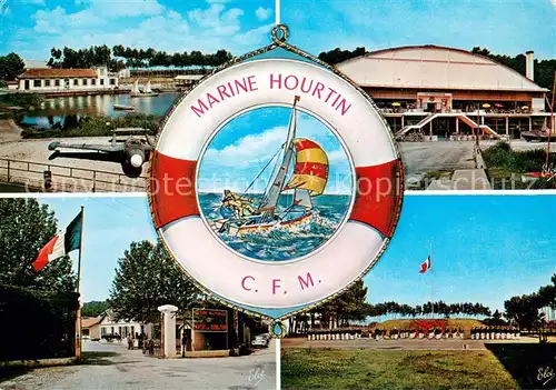 AK / Ansichtskarte Hourtin Marine dHourtin Un coin du Plan dEau La Porte Principale et lAubette Vue du Foyer Presentation dune Compagnie avec la Musique Hourtin