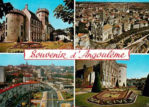 AK / Ansichtskarte Angouleme Hotel de Ville Quartiers de la Gare Vue generale aerienne Ses Jardins et les Armes d Angouleme Angouleme