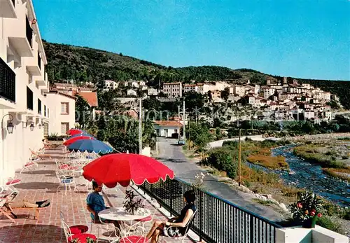 AK / Ansichtskarte Amelie les Bains Palalda Station Thermale et Climatique Hotel Le Catalogne Terrasse au Bord du Tech Amelie les Bains Palalda