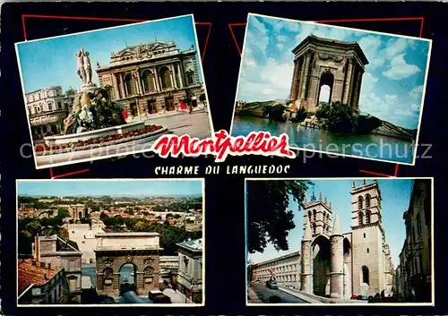 AK / Ansichtskarte Montpellier_Herault Les Trois Graces et le Theatre Le Chateau deau Arc de Triomphe La Cathedrale Saint Pierre et la Faculte de Medecine Montpellier Herault