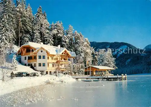 AK / Ansichtskarte Weissensee_Kaernten Hotel "Der Ronacherfels ist Weissensee" Motiv Maerchenwinter am Ronacherfels Weissensee Kaernten