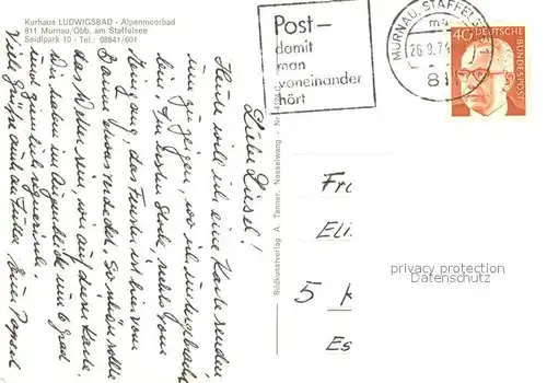 AK / Ansichtskarte Murnau_Staffelsee Kurhaus Ludwigsbad Alpenmoorbad Alpenblick Murnau_Staffelsee