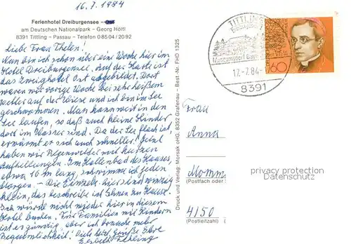 AK / Ansichtskarte Tittling Ferienhotel Dreiburgensee am Deutschen Nationalpark Tittling