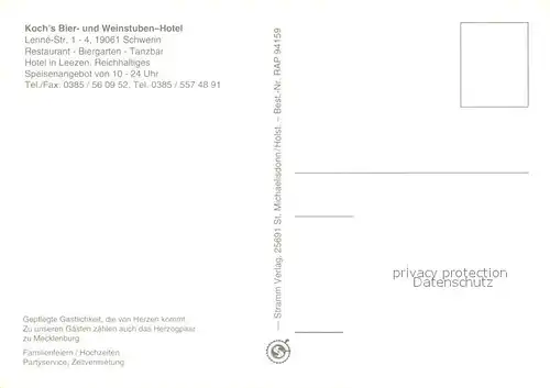 AK / Ansichtskarte Schwerin_Mecklenburg Koch s Bier  und Weinstuben Restaurant Biergarten Schwerin_Mecklenburg