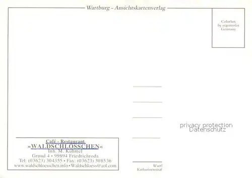 AK / Ansichtskarte Friedrichroda Cafe Restaurant Waldschloesschen Wartburg Ansichtskarten Friedrichroda